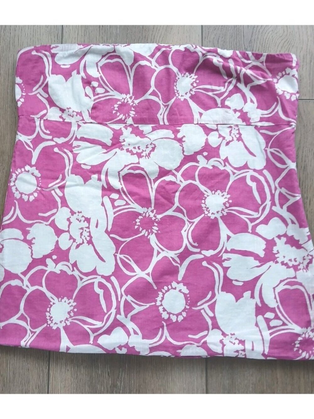 J.Crew Pink Floral Strapless Top Size 12 100% Cotton Top White Flower Print